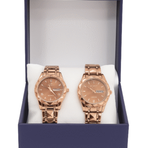 luxury rose gold couple watch set