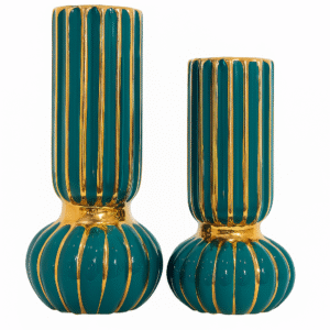 luxury teal & gold ceramic vase set